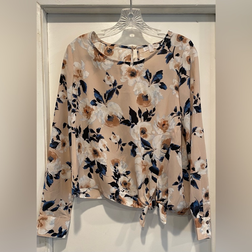Socialite long sleeve blush floral blouse